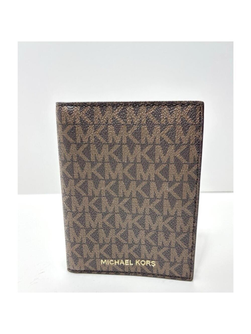 Michael Kors Women’s Foldable Wallet Brown Leather Designer Document Carrier